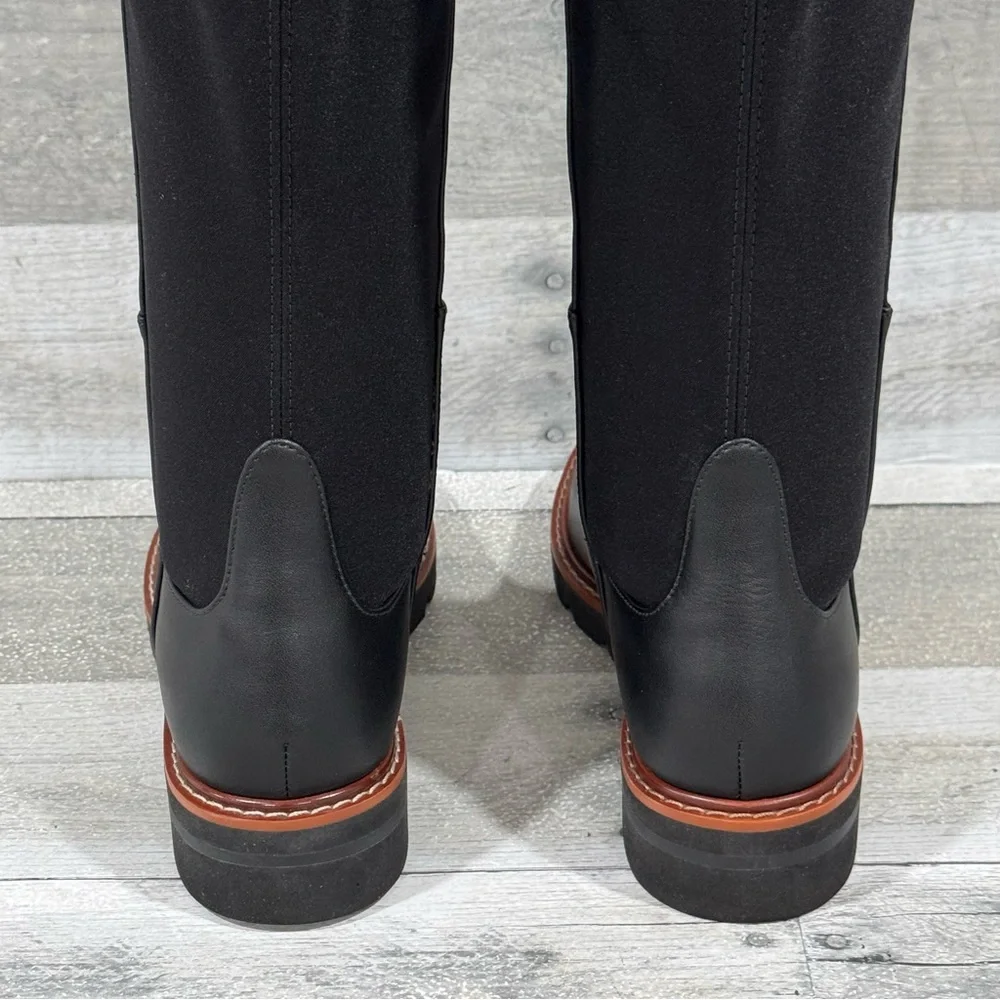 Stuart Weitzman Adrina City OTK Boots In Black Leather/Stretch - Sz - 5B